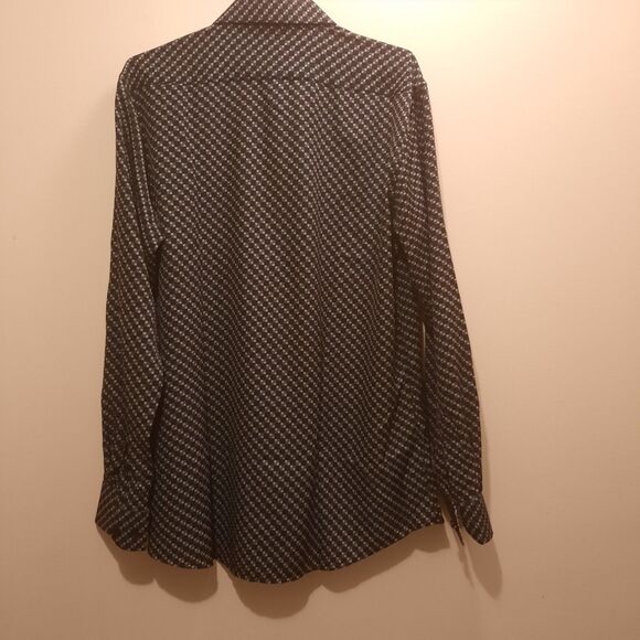 Azaro Uomo Mens L Slim Fit Button Up Shirt Geometric All Over Print Italian Styl - Picture 5 of 5